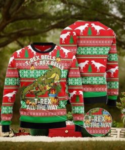 T Rex Christmas Ugly Sweater Gift For Christmas T Rex AOP Print Christmas Ugly Sweater For Men Women