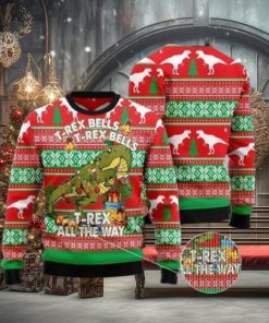 T Rex Christmas Ugly Sweater Gift For Christmas T Rex AOP Print Christmas Ugly Sweater For Men Women