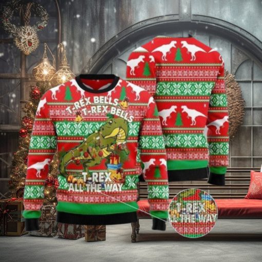 T Rex Christmas Ugly Sweater Gift For Christmas T Rex AOP Print Christmas Ugly Sweater For Men Women