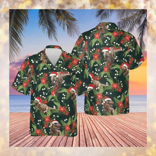 T Rex Flowers Christmas Hawaiian Shirt Cute Summer Shirt Christmas Presents For GuysZ