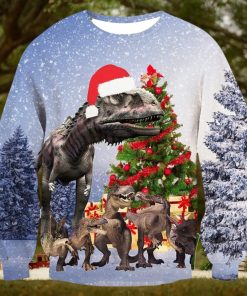 T Rex Snow Ugly Christmas Sweater, Christmas Gift Apparel, Merry Ugly Christmas Sweater