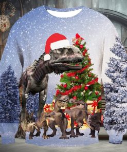 T Rex Snow Ugly Christmas Sweater, Christmas Gift Apparel, Merry Ugly Christmas Sweater