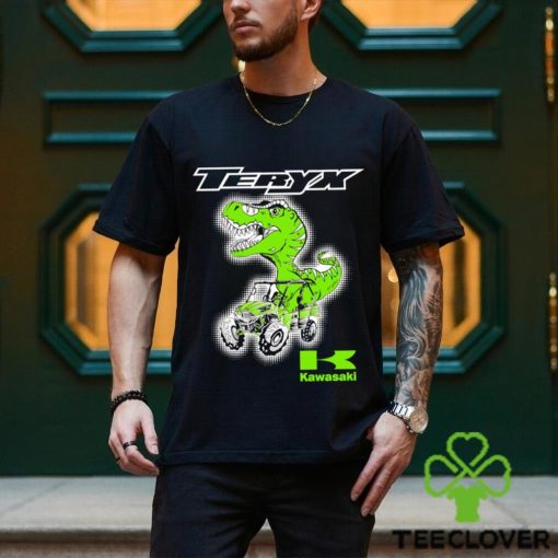 T Rex riding Jeep Teryx Kawasaki logo shirt