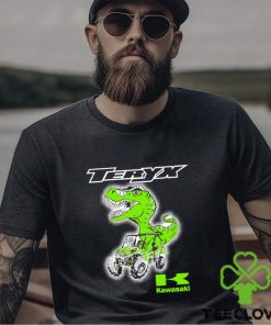 T Rex riding Jeep Teryx Kawasaki logo shirt