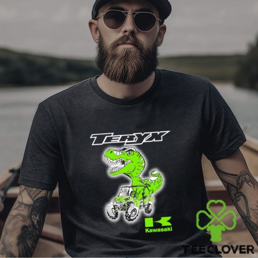 T Rex riding Jeep Teryx Kawasaki logo shirt