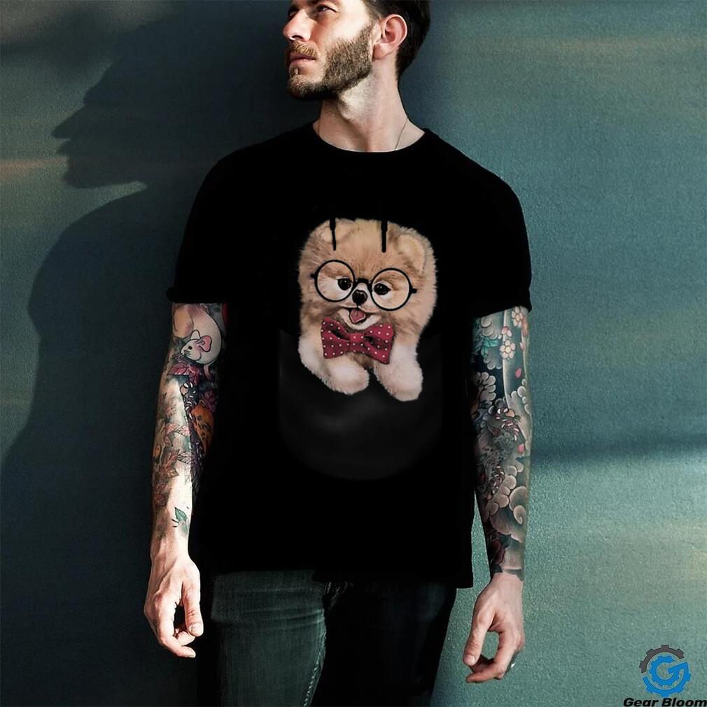 T Shirt Cream Pomeranian Nerd Glass Bow Tie Pocket Dog T Shirt Cream Pomeranian Nerd Glass Bow Tie Pocket Dog