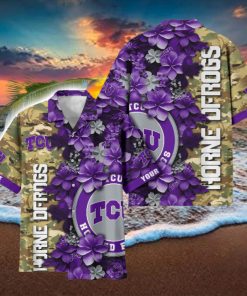 TCU Horned Frogs Custom Name Personalized Camo Flower Pattern Hawaiian Shirt