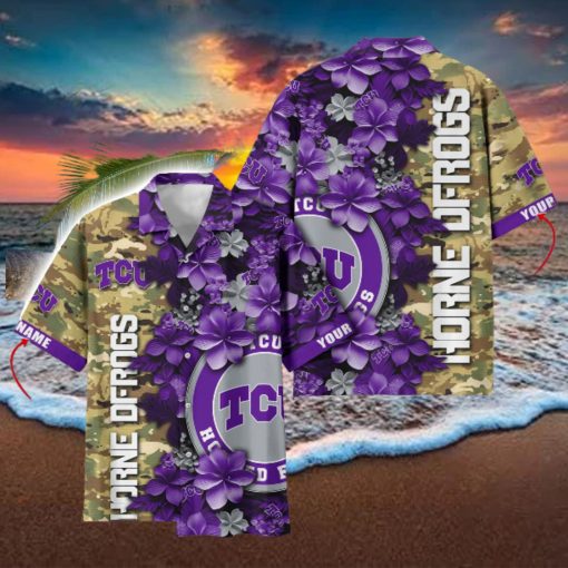 TCU Horned Frogs Custom Name Personalized Camo Flower Pattern Hawaiian Shirt