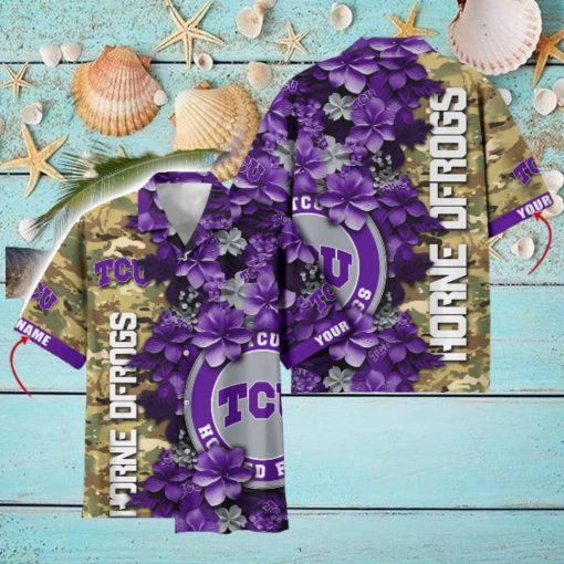 TCU Horned Frogs Custom Name Personalized Camo Flower Pattern Hawaiian Shirt