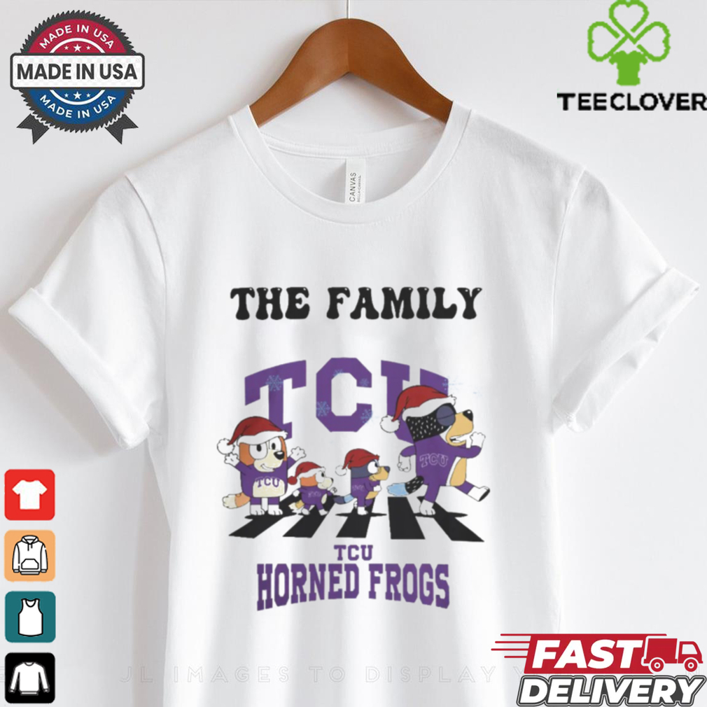 TCU Horned Frogs X Family Bluey Merry Christmas 2024 Shirt TCU Horned Frogs X Family Bluey Merry Christmas 2024 Shirt