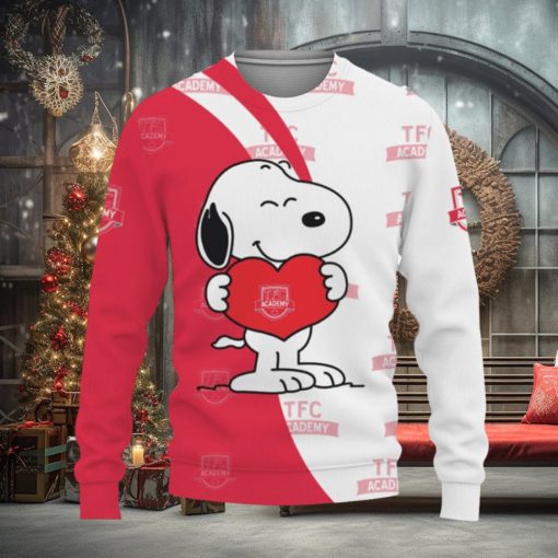 TFC Academy Snoopy Cute Heart American Sports Team Knitted Christmas Sweater Gift Holidays