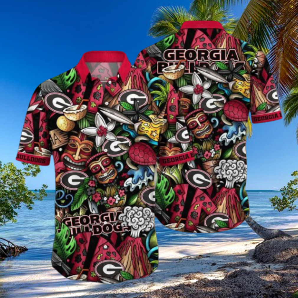 THE BEST Georgia Bulldogs NCAA1 Flower Hawaiian Shirt THE BEST Georgia Bulldogs NCAA1 Flower Hawaiian Shirt