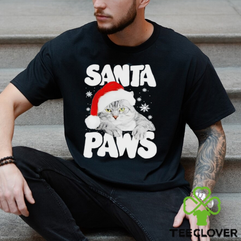 Cat hat santa santa paws merry christmas shirt Cat hat santa santa paws merry christmas shirt