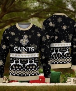 New Orleans Saints Christmas Snowflakes Reindeer Ugly Christmas Sweaters