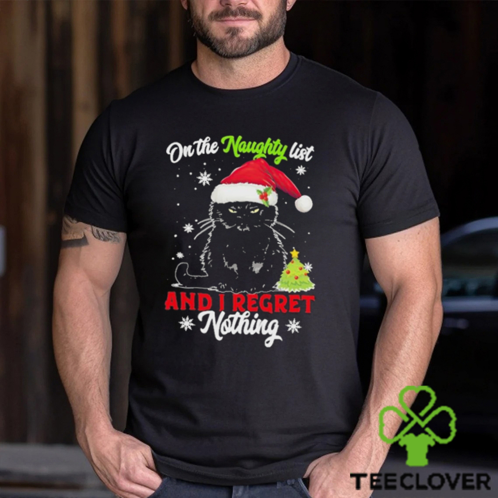 Santa Black Cat On the naughty list and I regret Nothing Christmas 2023 Shirt Santa Black Cat On the naughty list and I regret Nothing Christmas 2023 Shirt