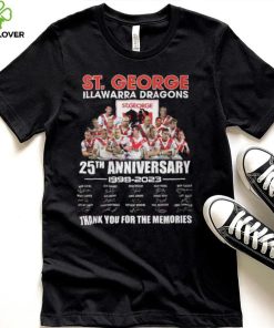 St. George Illawarra Dragons 25th Anniversary 1998 – 2023 Thank You For The Memories T Shirt 2 St. George Illawarra Dragons 25th Anniversary 1998 – 2023 Thank You For The Memories T Shirt