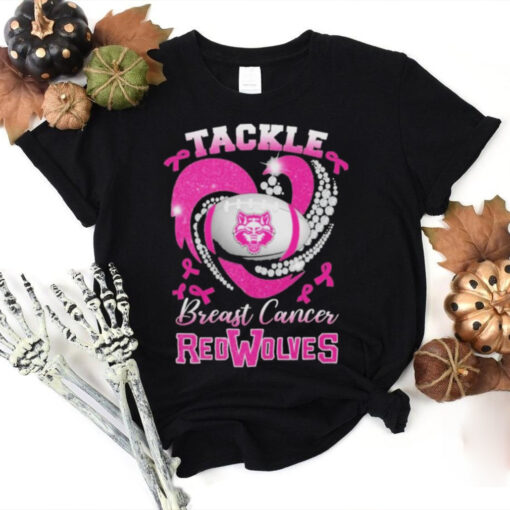 Tackle Breast Cancer Arkansas State Red Wolves Diamond Heart Shirt