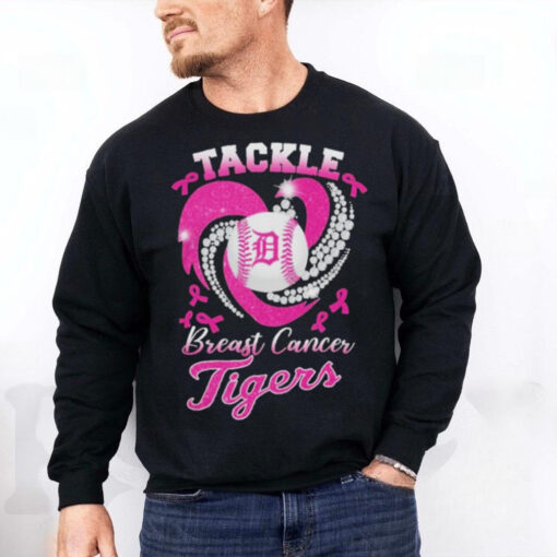 Tackle Breast Cancer Detroit Tigers Diamond Heart Shirt