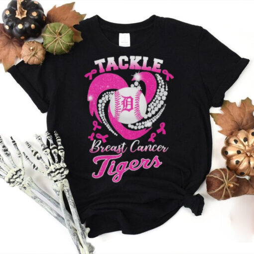 Tackle Breast Cancer Detroit Tigers Diamond Heart Shirt