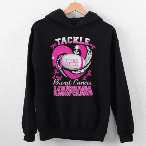 Tackle Breast Cancer Louisiana Ragin’ Cajuns Diamond Heart Shirt
