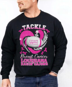 Tackle Breast Cancer Louisiana Ragin’ Cajuns Diamond Heart Shirt