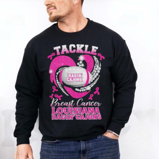 Tackle Breast Cancer Louisiana Ragin’ Cajuns Diamond Heart Shirt