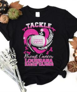 Tackle Breast Cancer Louisiana Ragin’ Cajuns Diamond Heart Shirt
