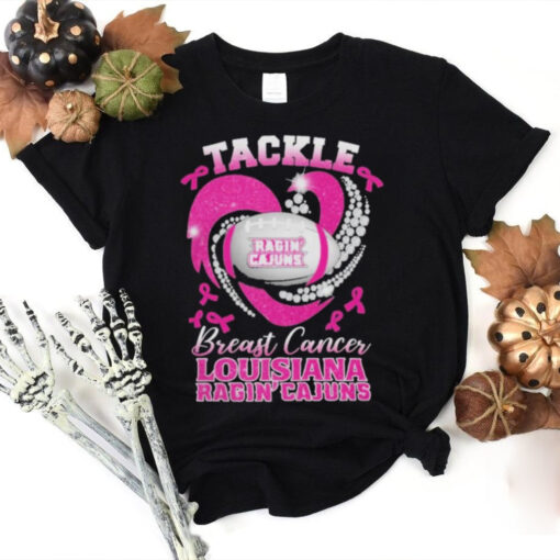 Tackle Breast Cancer Louisiana Ragin’ Cajuns Diamond Heart Shirt