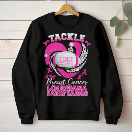 Tackle Breast Cancer Louisiana Ragin’ Cajuns Diamond Heart Shirt