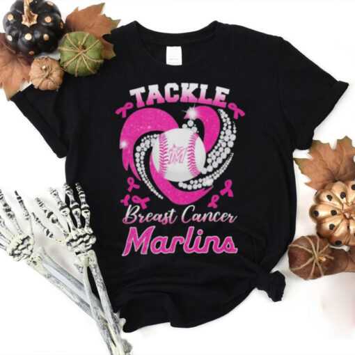 Tackle Breast Cancer Miami Marlins Diamond Heart Shirt