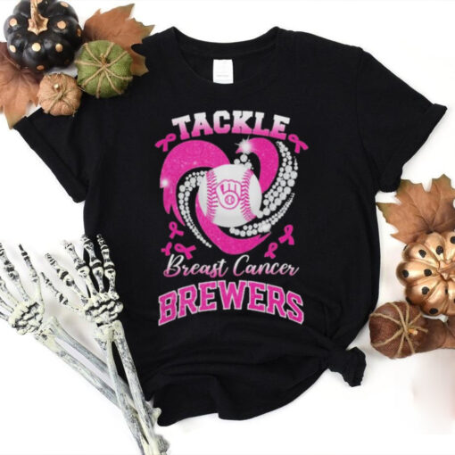 Tackle Breast Cancer Milwaukee Brewers Diamond Heart Shirt