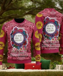 Tacky Retro Xmas Threads Stay Trippy Little Hippie Ugly Christmas Sweater For Men and Women