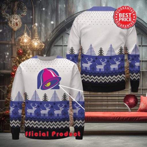Taco Bell Wool Logo Reindeer Snowflake Ugly Christmas Sweater
