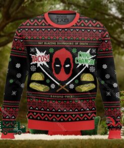 Tacos Chiki Changa Deadpool Ugly Christmas Sweater