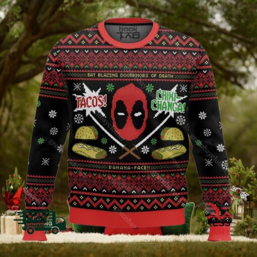 Tacos Chiki Changa Deadpool Ugly Christmas Sweater