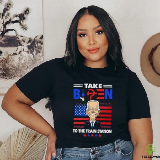 Take Biden to the train station US flag shirt