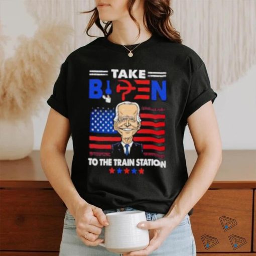 Take Biden to the train station US flag shirt