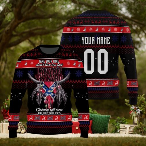 Take Your Time Don’t Live Too Fast Lynyrd Skynyrd Christmas Will Come And They Will Pass Ugly Sweater