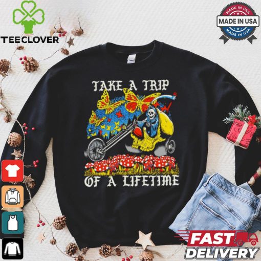 Take a trip of a lifetime skeleton riding art shirt