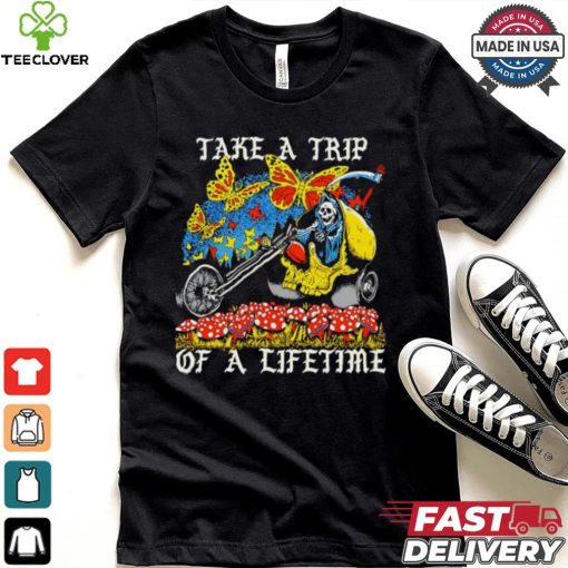 Take a trip of a lifetime skeleton riding art shirt