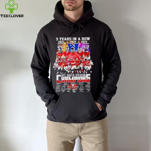 Tampa Bay Buccaneers 3 years in a row 2023 NFC South Division Champions hoodie, sweater, longsleeve, shirt v-neck, t-shirt