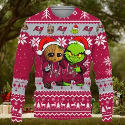 Tampa Bay Buccaneers Baby Groot And Grinch Best Friends Ugly Christmas Sweaters