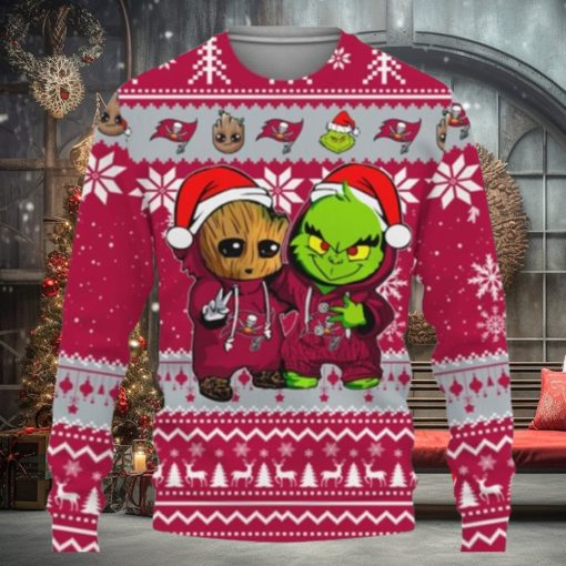 Tampa Bay Buccaneers Baby Groot And Grinch Best Friends Ugly Christmas Sweaters