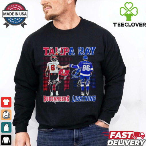 Tampa Bay Buccaneers Baker Mayfield And Tampa Bay Hockey Nikita Kucherov Shirt