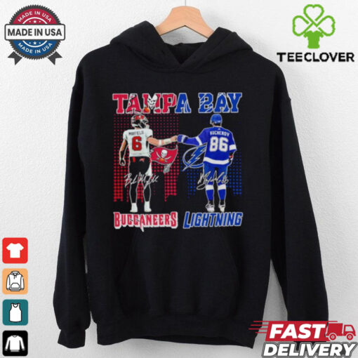Tampa Bay Buccaneers Baker Mayfield And Tampa Bay Hockey Nikita Kucherov Shirt