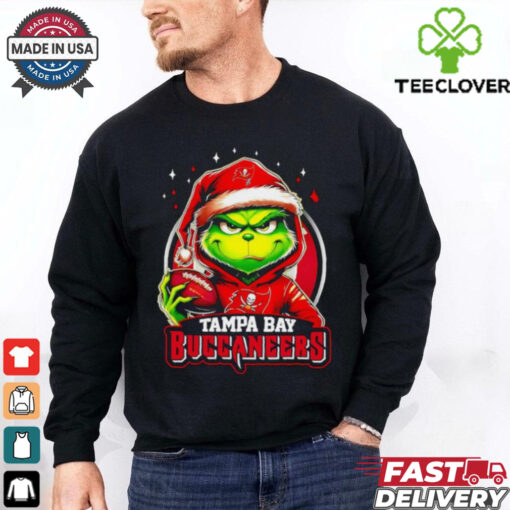 Tampa Bay Buccaneers Grinch wearing Santa hat Christmas 2024 shirt