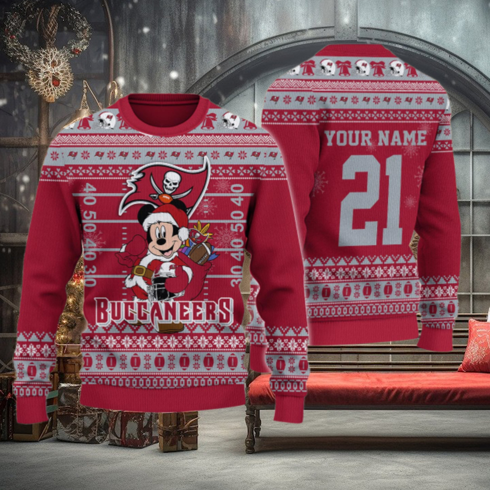 Tampa Bay Buccaneers Mickey Mouse Santa Ugly Christmas Sweater Tampa Bay Buccaneers Mickey Mouse Santa Ugly Christmas Sweater