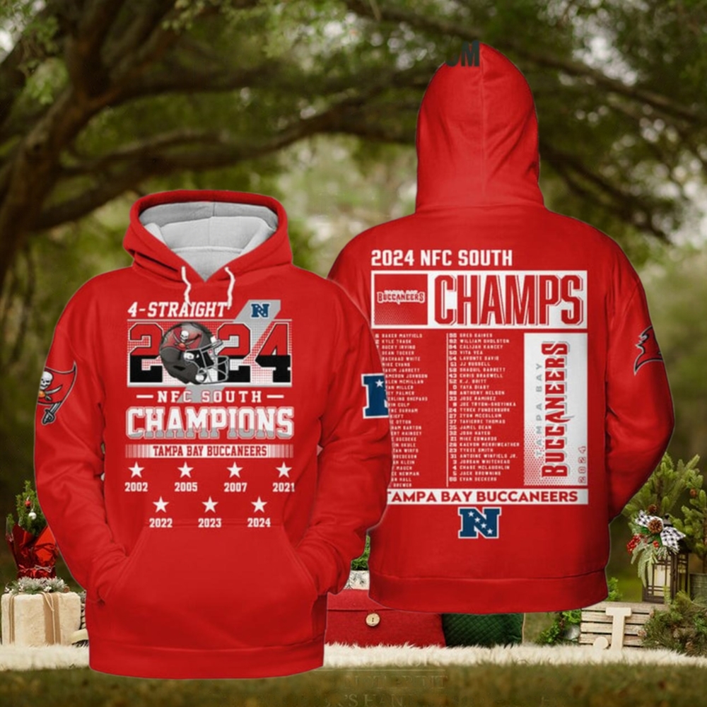 Tampa Bay Buccaneers NFC South Champions 4 Straight 2024 Hoodie T Shirt Tampa Bay Buccaneers NFC South Champions 4 Straight 2024 Hoodie T Shirt