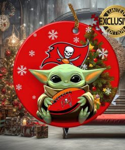 Tampa Bay Buccaneers NFL Baby Yoda Xmas Custom Name Tree Decorations Ornament