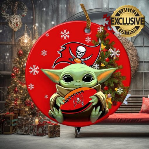 Tampa Bay Buccaneers NFL Baby Yoda Xmas Custom Name Tree Decorations Ornament